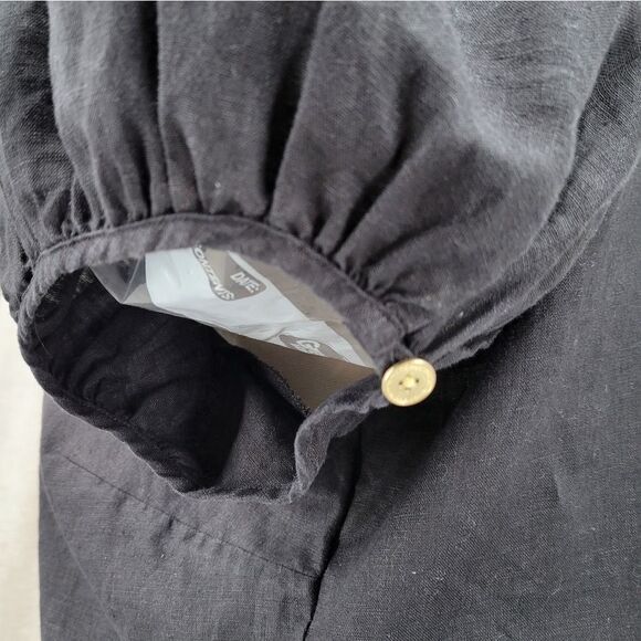 Liz Claiborne Linen Button-Up Blouse with Puff Sleeves Pleated Front Plus Size - Picture 5 of 12